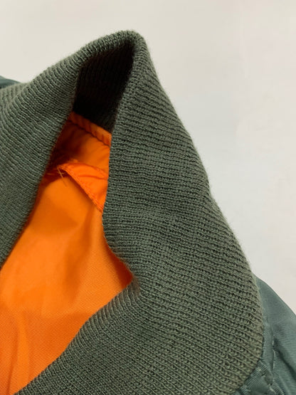 アルファインダストリーズ ブルゾン M カーキグリーン リバーシブル ロゴ刺繡(オレンジ) ITHP8WJ5TS2I