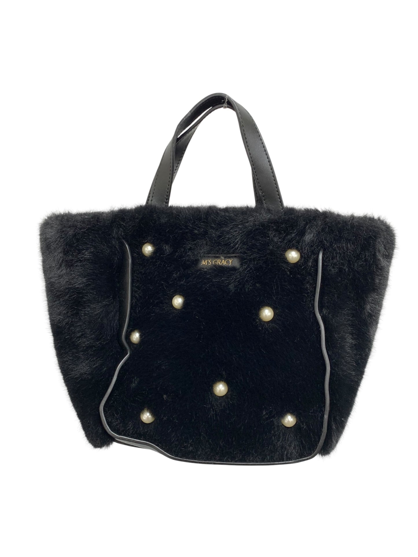 エムズグレイシー ハンドバッグ ブラック フェイクファー パール 2WAY IT3TLYXBQG14