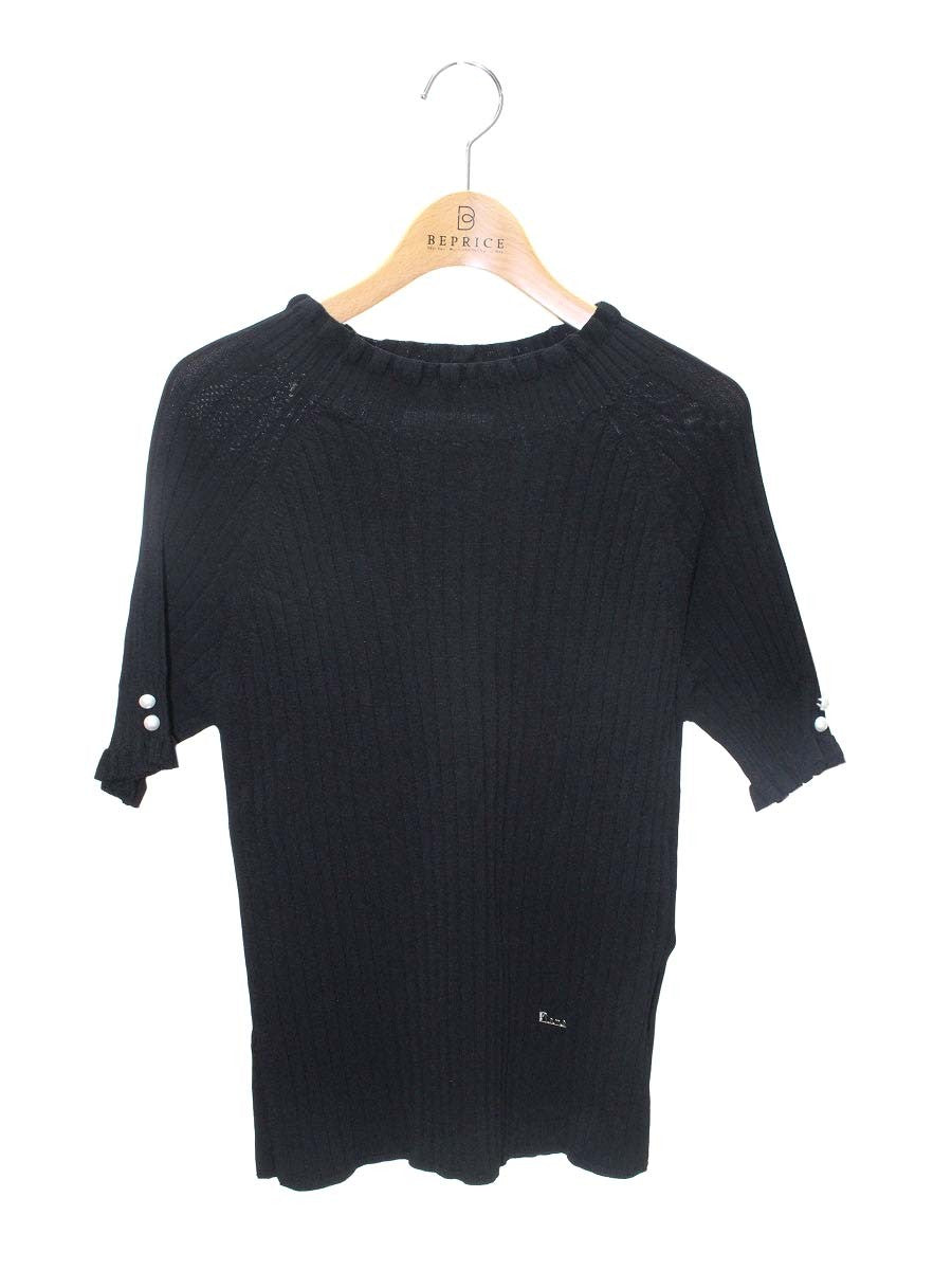 ルネ 6512790 トップス 36 ブラック ニット フェイクパール ITKRS4NSJA2N