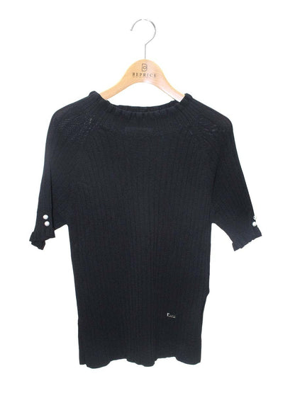 ルネ 6512790 トップス 36 ブラック ニット フェイクパール ITKRS4NSJA2N