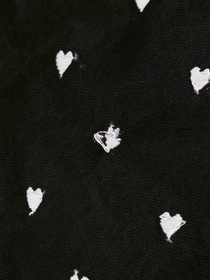 エムズグレイシー 217324 スカート 40 ブラック ハート刺繍 シフォン ITG3X3DLHQTN