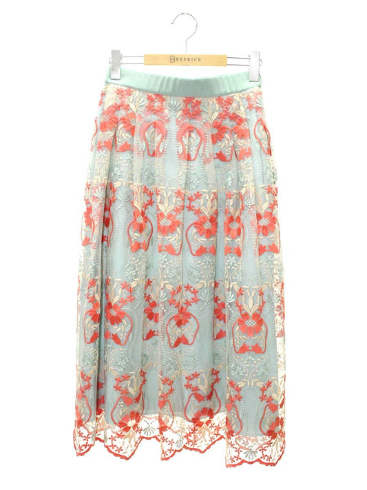 グレースコンチネンタル フラワーオーナメントスカート 0121121195 36 グリーン/オレンジ ITIZJ6J1D118