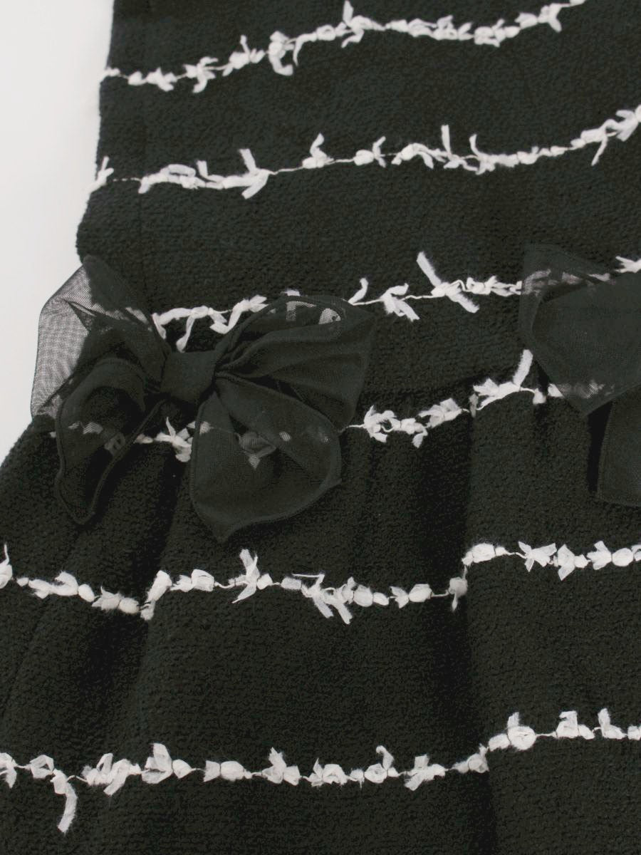 エムズグレイシー 011101 ワンピース 38 ブラック ボーダー リボン ITNEASYTBV48