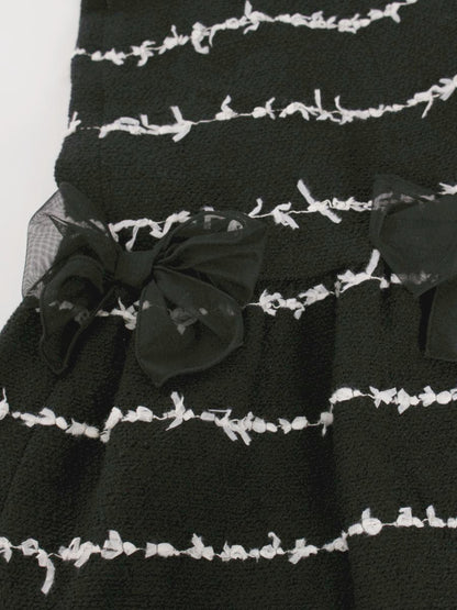 エムズグレイシー 011101 ワンピース 38 ブラック ボーダー リボン ITNEASYTBV48