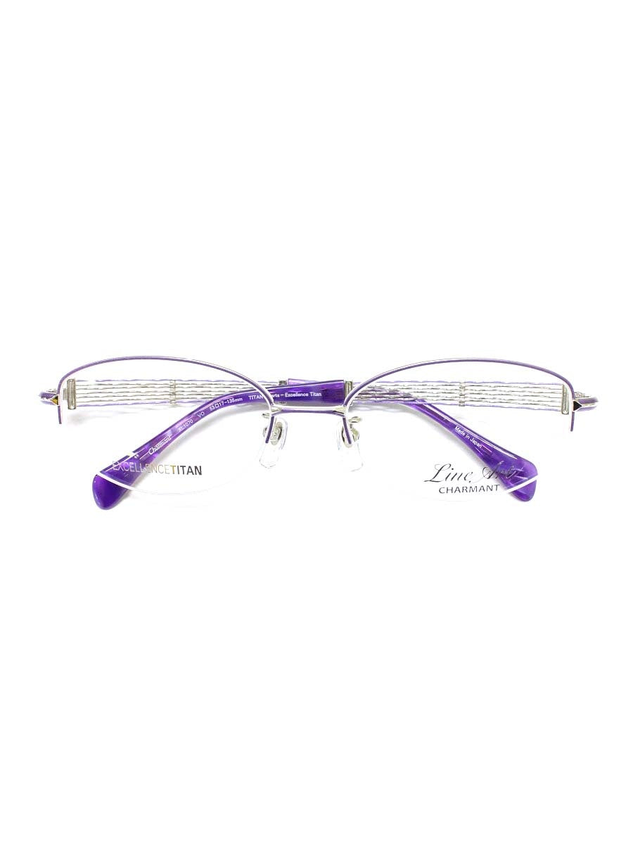 ラインアートシャルマン XL1070 メガネ パープル/シルバー メタルフレーム ハーフリム スクエア IT13USEK4CAW