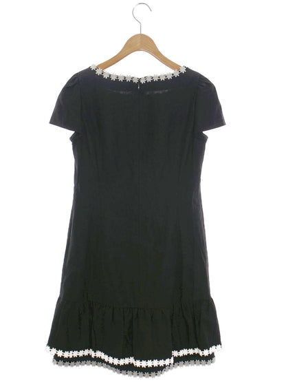 エムズグレイシー 321363 ワンピース 38 ブラック コットン フラワーモチーフ IT1SSGCCO42I