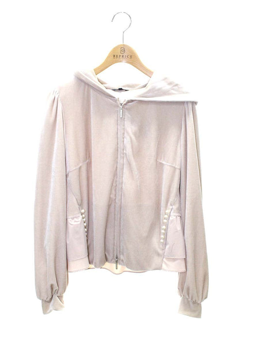 トゥービーシック W5E02-611-40 パーカー 42 ベージュ ベロア パールビジュー ITNB652W49HG