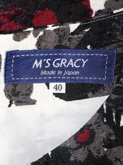 エムズグレイシー 721559 ワンピース 40 ブラック フラワーモチーフ  ジャガード ITXQPCGGOKM8