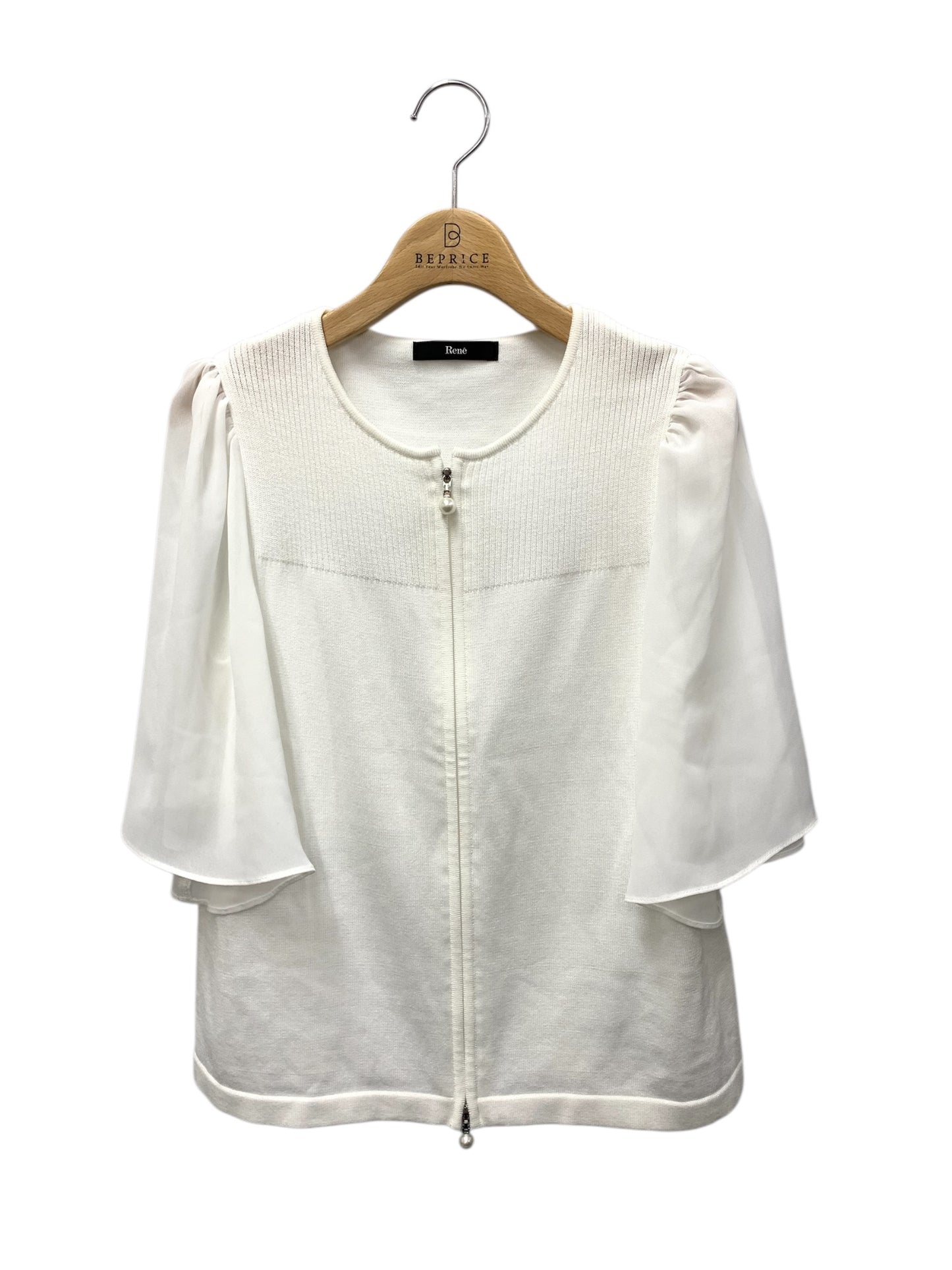 ルネ 5332060 カーディガン 36 ホワイト パール ジップアップ IT1GNFIF90U8