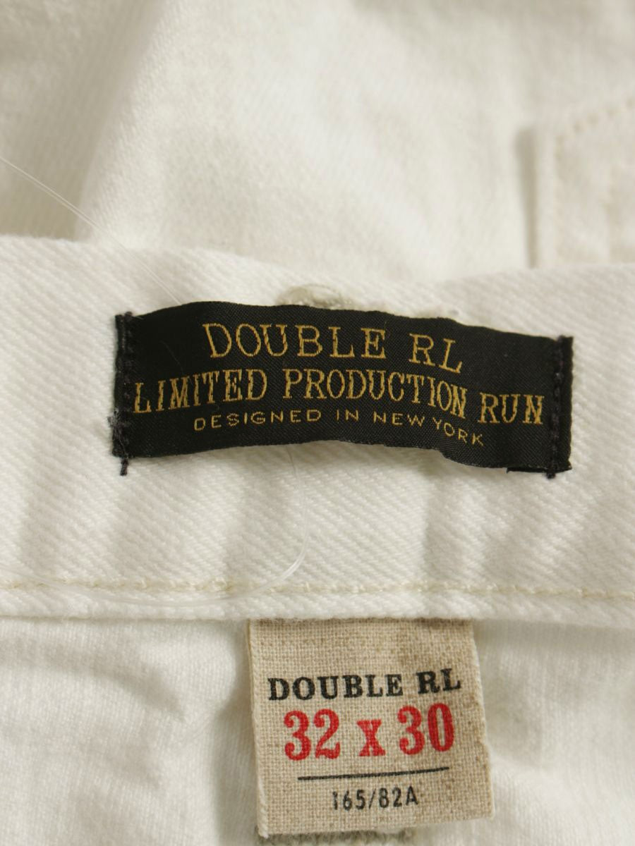 ダブルアールエル 41318 165/82A ホワイト デニムパンツ ストレート ロゴ 刺繍 ITP7EG5ZID6E