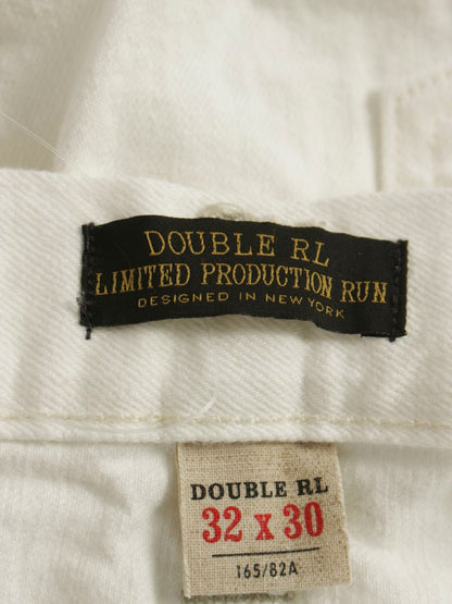 ダブルアールエル 41318 165/82A ホワイト デニムパンツ ストレート ロゴ 刺繍 ITP7EG5ZID6E