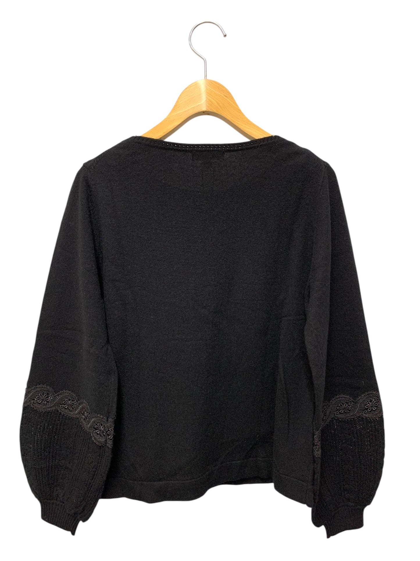 トッカ 664-5 KR セーター M ブラック カシミア混 パール レース IT7CVBUFVMZ8 【SALE】