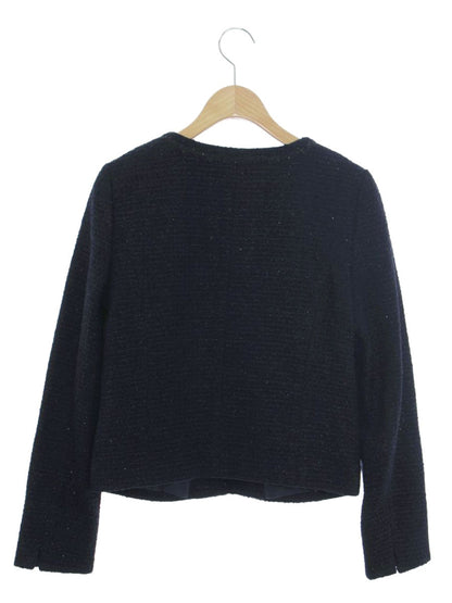 ミッシェルクラン ファンシーツイード ノーカラージャケット FKDDD-90210 38 ネイビー IT2S7H16Q54Y