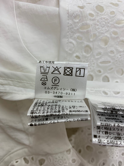 エムズグレイシー コットンレースフード付きアウター 514310 パーカー 38 ホワイト ジップアップ IT5X0YRE10LC