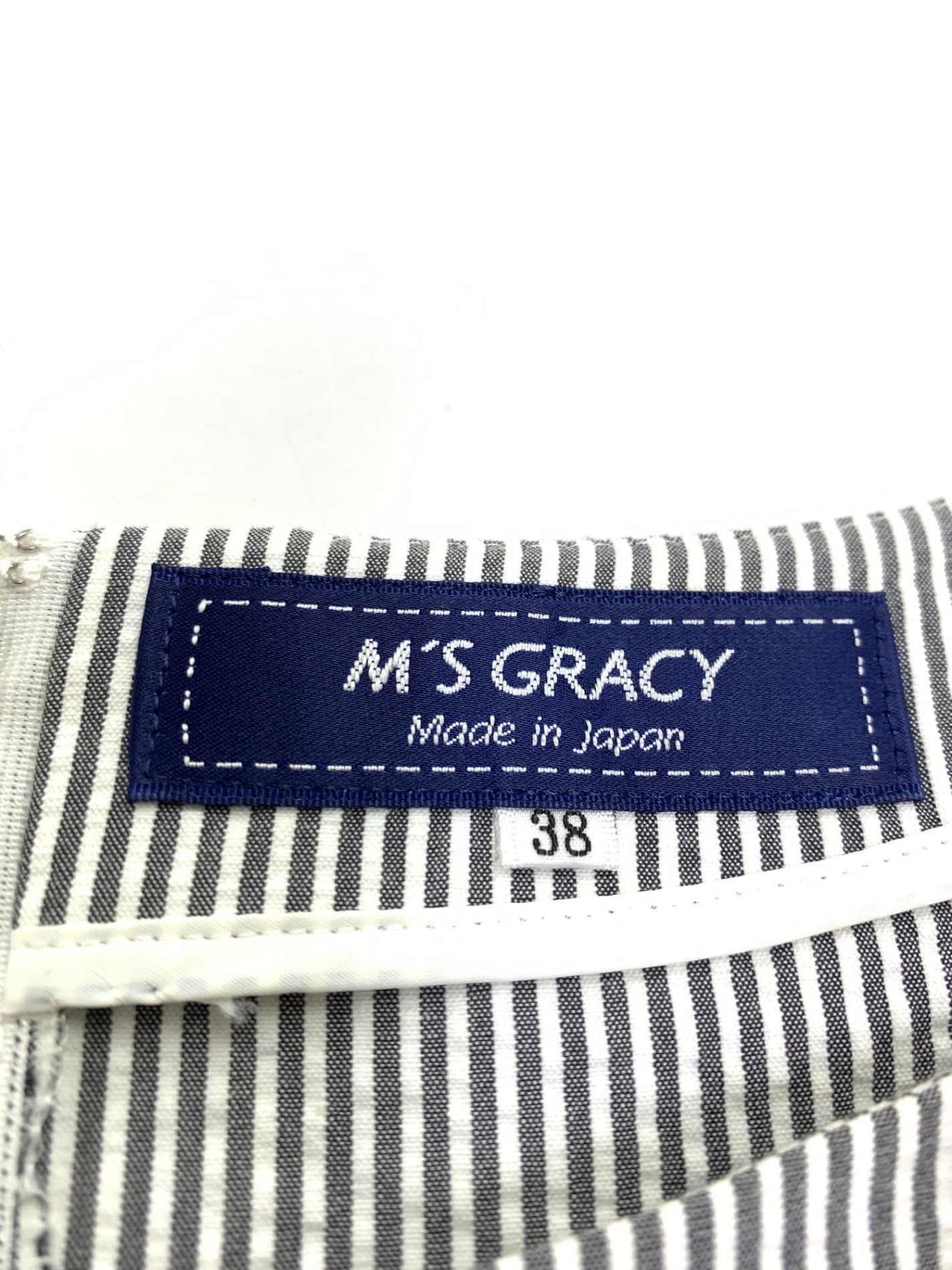 エムズグレイシー Message Print One-piece 911346 ワンピース 38 グレー ストライプ IT4AIIBYNMNK