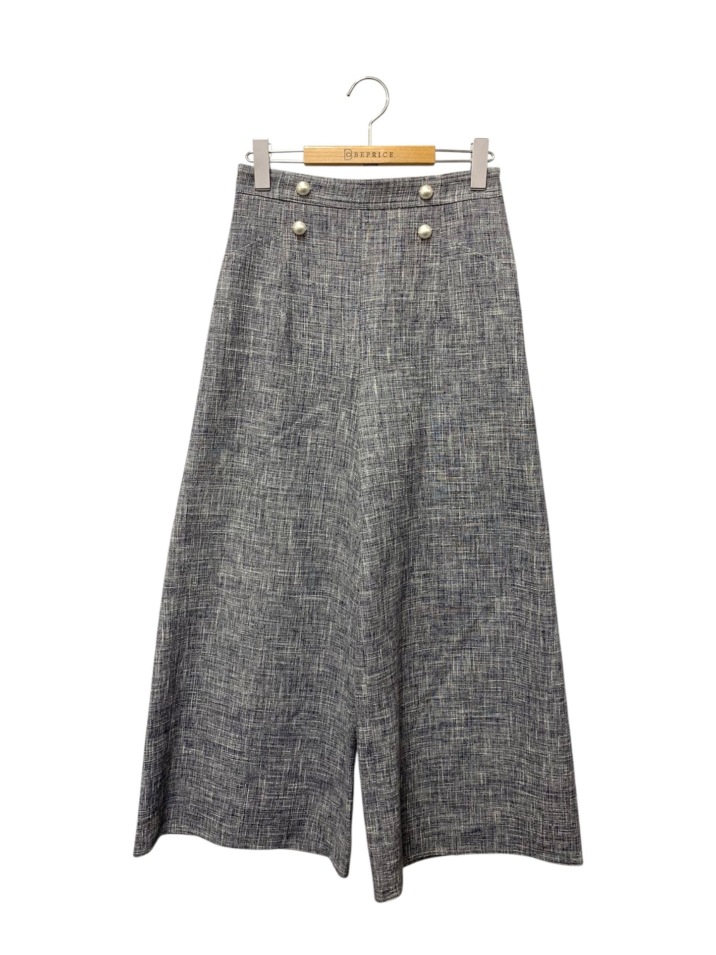 ルネ 6335070 ワイドパンツ 36 ネイビー ツイード調 パールボタン ITHXP99XASS0