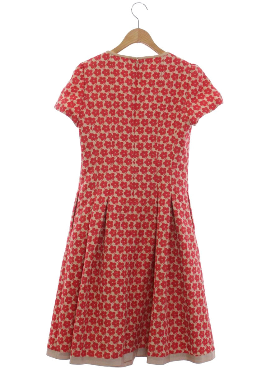 エムズグレイシー 111706 ワンピース 36 ベージュ/ピンク フラワーモチーフ リボン ITGE7WWKP9QC