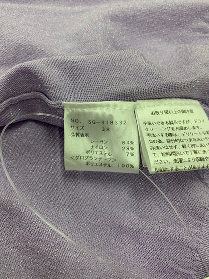 エムズグレイシー 318332 カーディガン 38 パープル 袖リボン パフスリーブ ラメ ITA2GPPEFX30