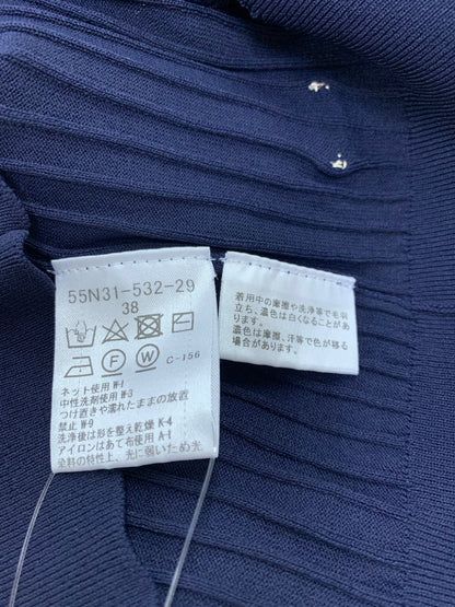 バーバリーブルーレーベル 55N31-532-29 トップス 38 ネイビー リブ チェック ITYTUFFZ6D0Y