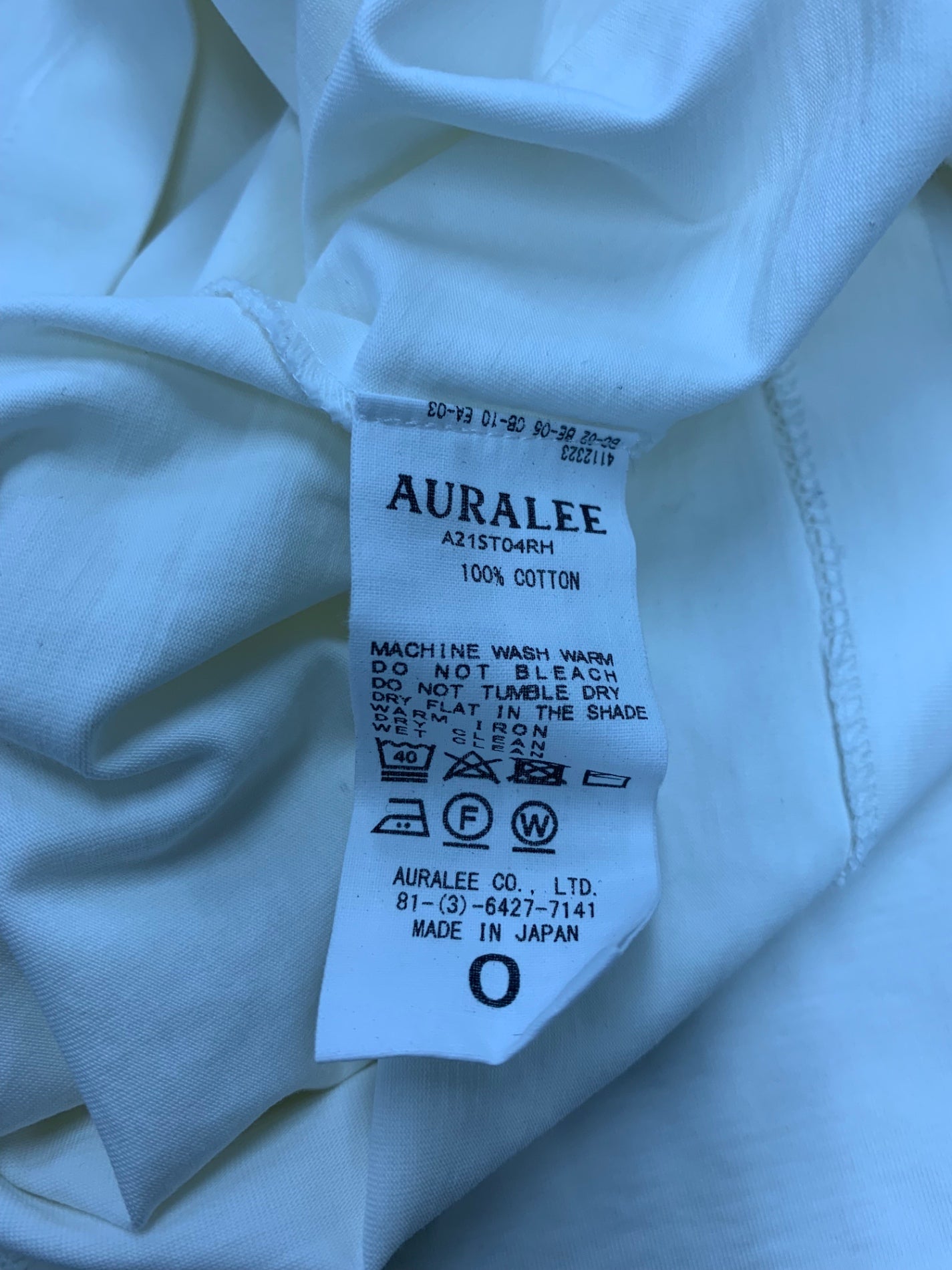 オーラリーフォーロンハーマン A21ST04RH Tシャツ 0 ホワイト コットン IT63EDUO7G80