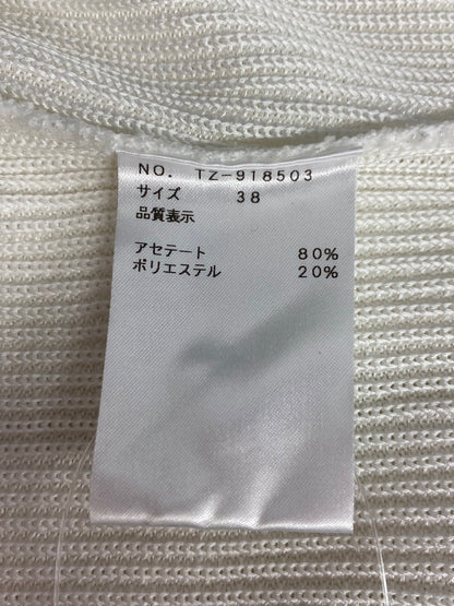 エムズグレイシー Turtleneck Black Knit 918503 ニット セーター 38 ホワイト リブ ハイネック フリル ITDO0TAR6RF4