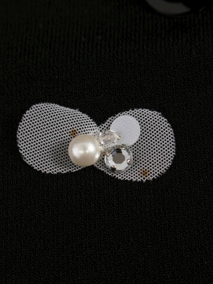 トゥービーシック W5F09-348-09 カーディガン 2 ブラック フラワーモチーフ ビジュー IT0UMXWCX0RK