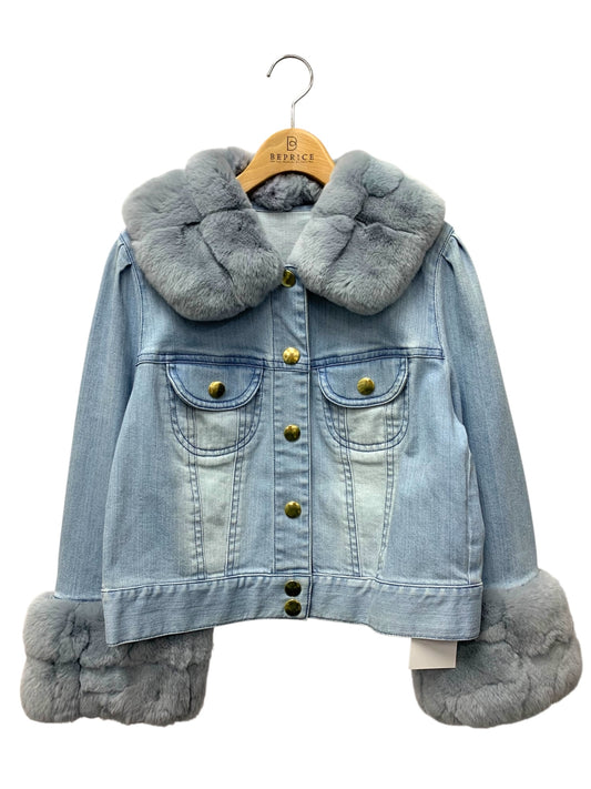 トゥービーシック W7E02-420-20 デニムジャケット 46 ブルー ボレロ レッキスラビット ファー ゴールドボタン 2way ITASOHAKLMZC