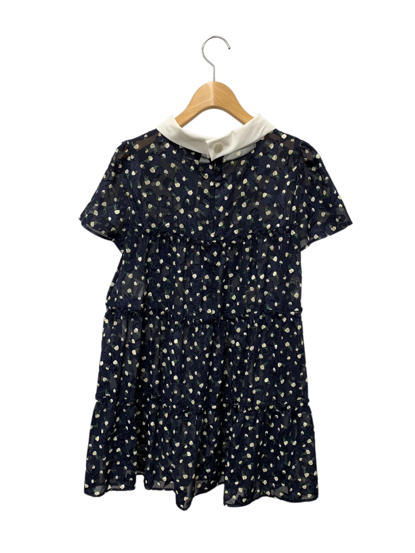 エムズグレイシー 410320 トップス 38 ネイビー 花 白襟 IT8CX775U0GX