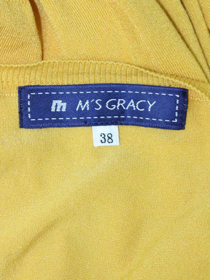 エムズグレイシー 528523 カーディガン 38 イエロー ビジューボタン ニット ITV4TPP27BO4