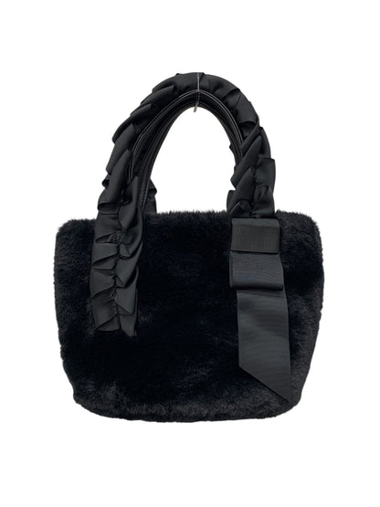 エムズグレイシー 394510 ハンドバッグ ブラック エコファー リボンハンドル ラインストーン ITTY7A7UZ2WM