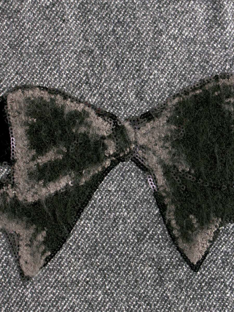 エムズグレイシー 917540 スカート 36 グレー ウール混 リボン タック ITFZ3QIOYHNU