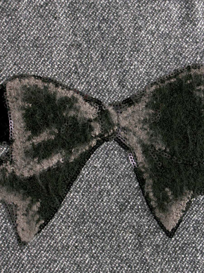 エムズグレイシー 917540 スカート 36 グレー ウール混 リボン タック ITFZ3QIOYHNU