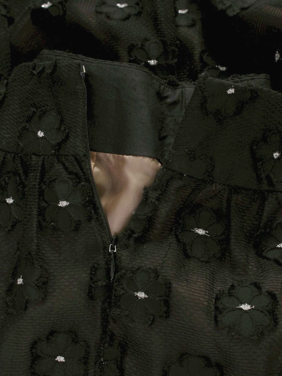 エムズグレイシー 117321 スカート 40 ブラック フラワーモチーフ ITTQGFS3OGBC