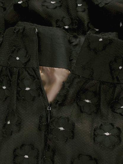 エムズグレイシー 117321 スカート 40 ブラック フラワーモチーフ ITTQGFS3OGBC