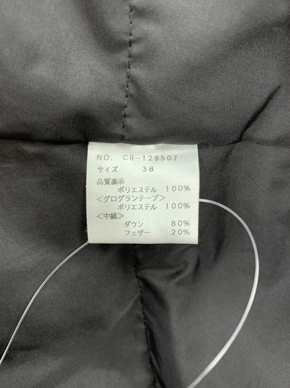 エムズグレイシー 129507 ダウンコート 38 ブラック Wジップアップ ボタン フード付き IT3OWV19ZVMI