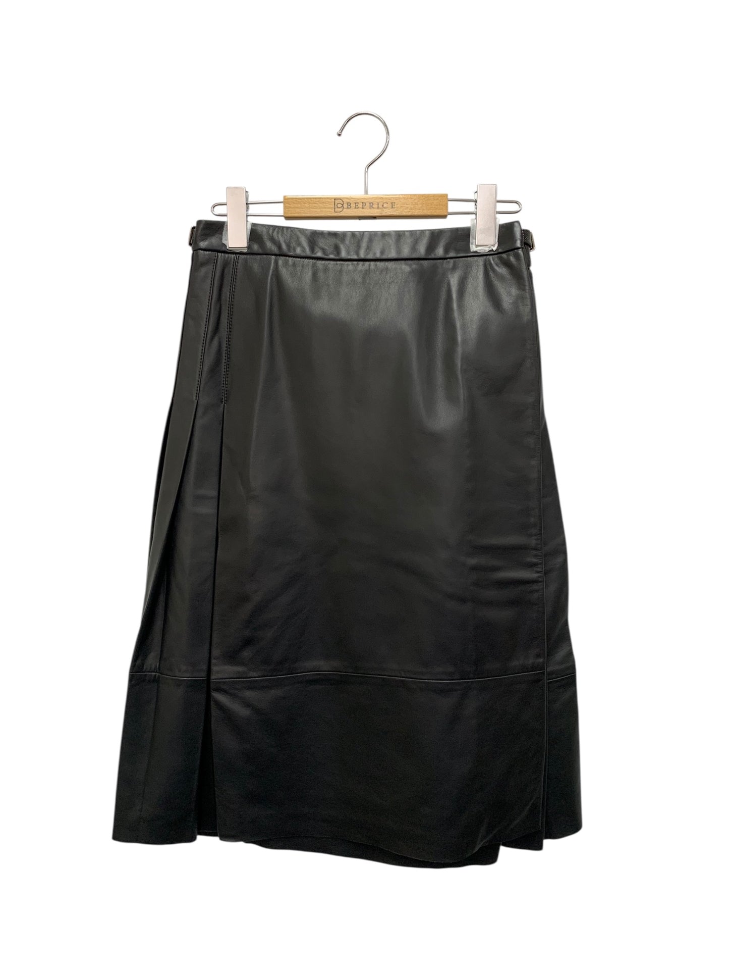 ロエベ 17108410000 スカート 34 ブラック ラムレザー プリーツ 蛇 ベルト IT1OVI59XA56 【SALE】