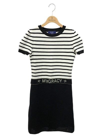 エムズグレイシー Border Knit One-piece 918320 ワンピース 38 ホワイト 切替 ボーダー ITM5SS5FBAMO
