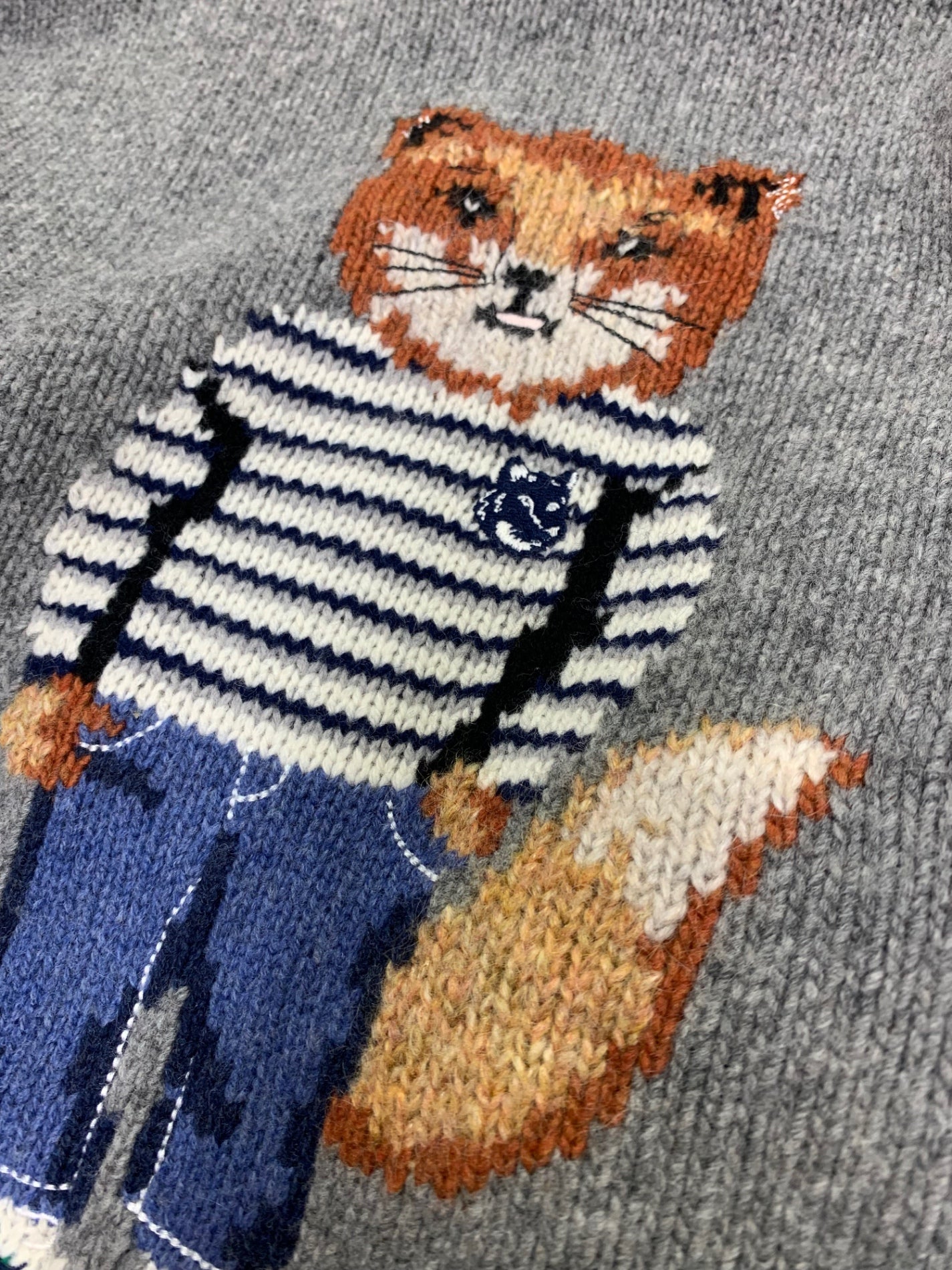 メゾンキツネ DRESSED FOX INTARSIA JUMPER NM00809KH0002 セーター M グレー IT72D63KDQHC