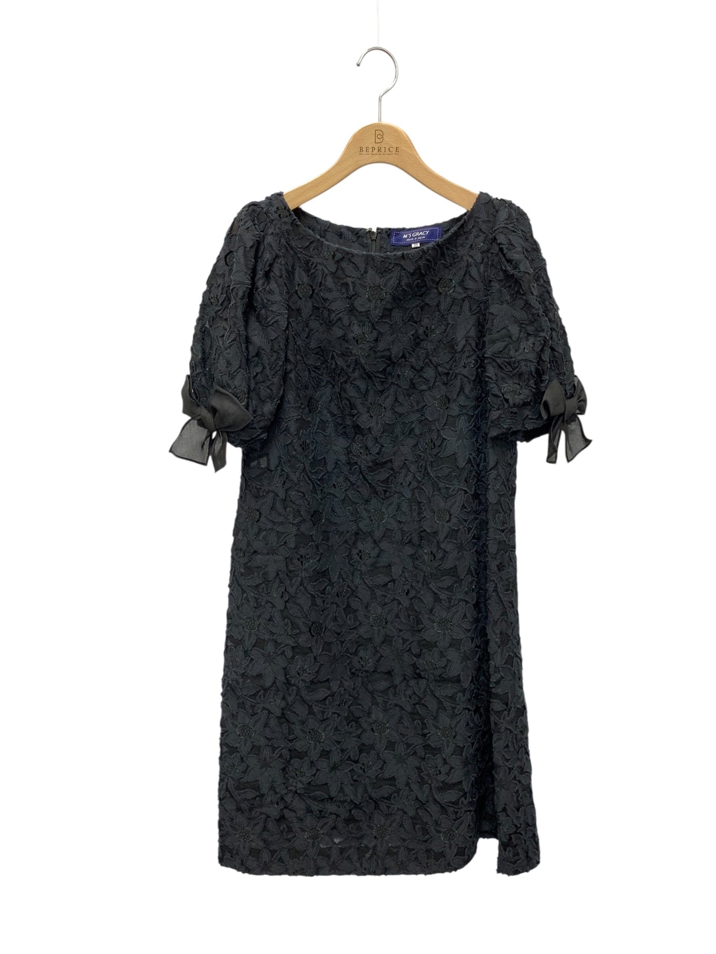 エムズグレイシー 011317 ワンピース 38 ブラック フラワー IT5ZLBLHHNZ8