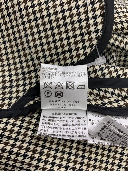 エムズグレイシー 919508 コート 40 ブラウン 千鳥格子 カメリアWジップ ウエストリボン IT8W26I05IY8