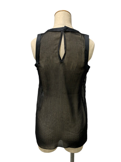 サカイ 26-08331 Chiffon Tank シアー ストライプ ノースリーブ トップス 1 ブラック ITO7K08PADRK