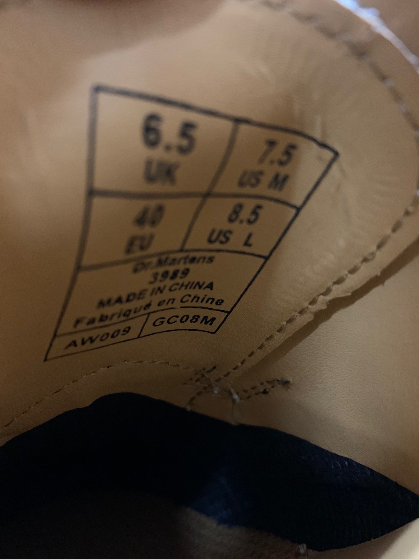 ドクターマーチン 3989 ブローグシューズ  6.5 ブラック ウイングチップ ITM6448B9R07