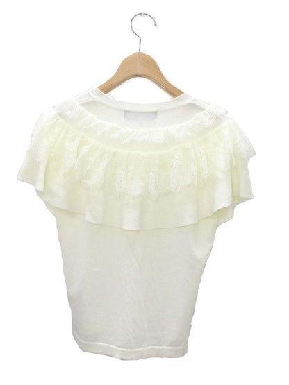 エムズグレイシー レース重ねフリルニット 318336 カーディガン 38 アイボリー ITVO28ICOQC8