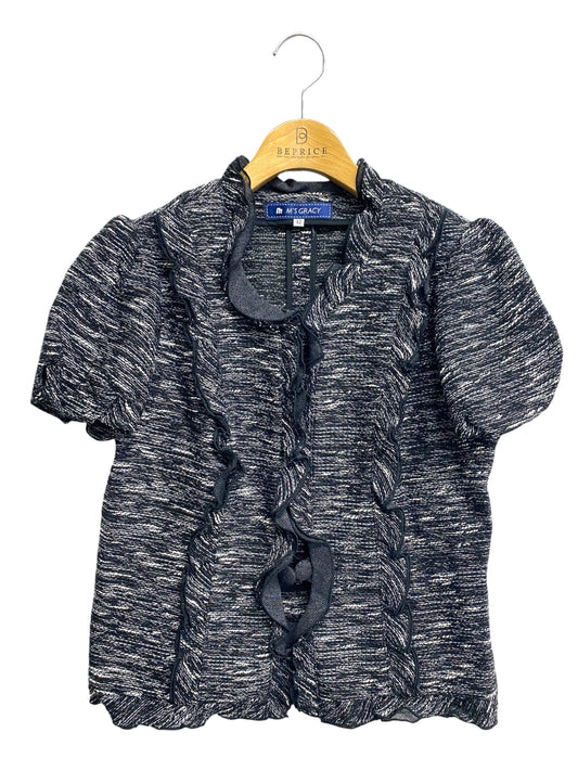 エムズグレイシー 224305 ジャケット 42 ブラック ツイード フリル IT0H8W0JKK3E