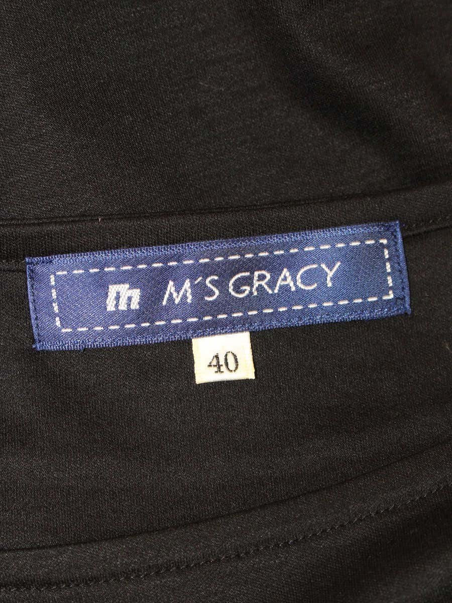 エムズグレイシー 525338 Tシャツ 40 ブラック カットソー フェイクパール ITU3LA1QVLGY