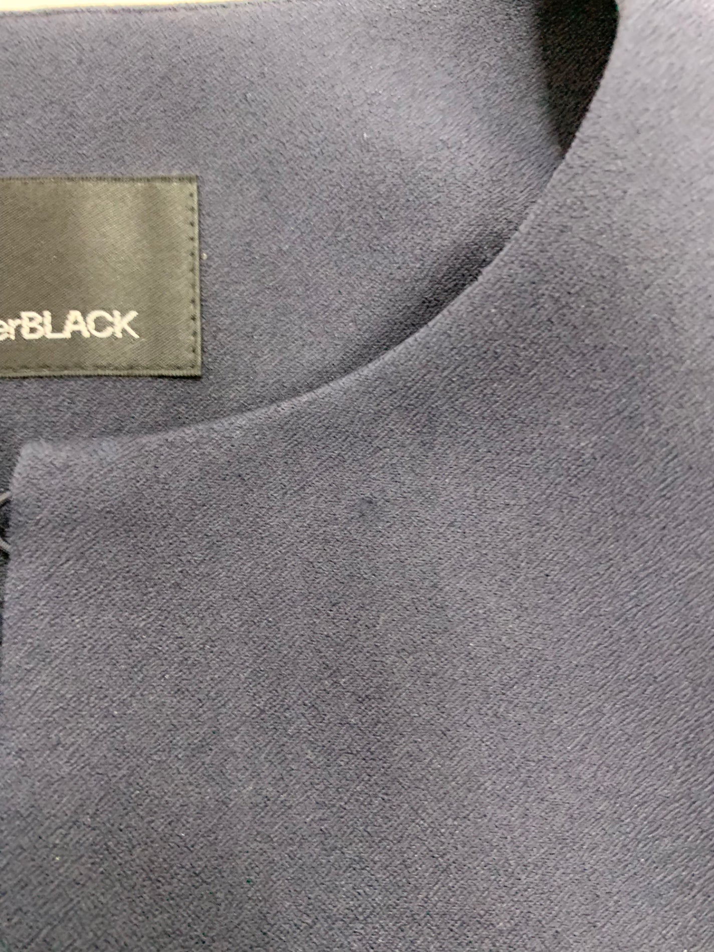 エムプルミエブラック ジョーゼットギャザースリーブミドルコート C240-005 34 ネイビー ノーカラー ITZPF2HGU7D0