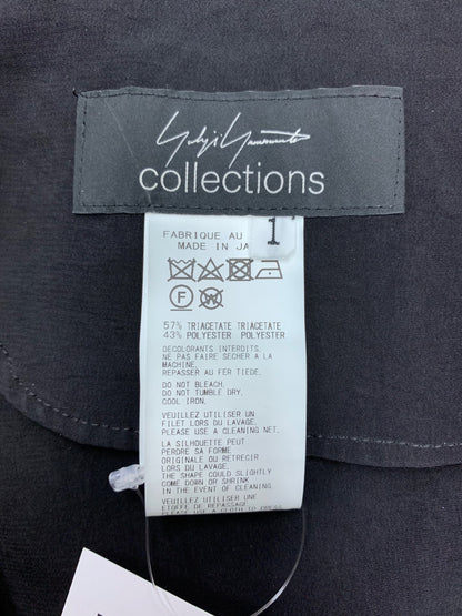 ヨウジヤマモト COLLECTIONS TA/PEクレープデシン ギャザーラップパンツ FO-P62-500 1 ブラック ITKC242TQTGQ