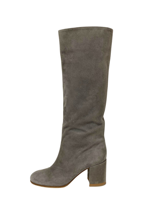 ジャンヴィトロッシ スエードロングブーツ 010680232 38 グレー ēcla掲載品 プルオンスタイル ブロックヒール IT78MZ78VFFR