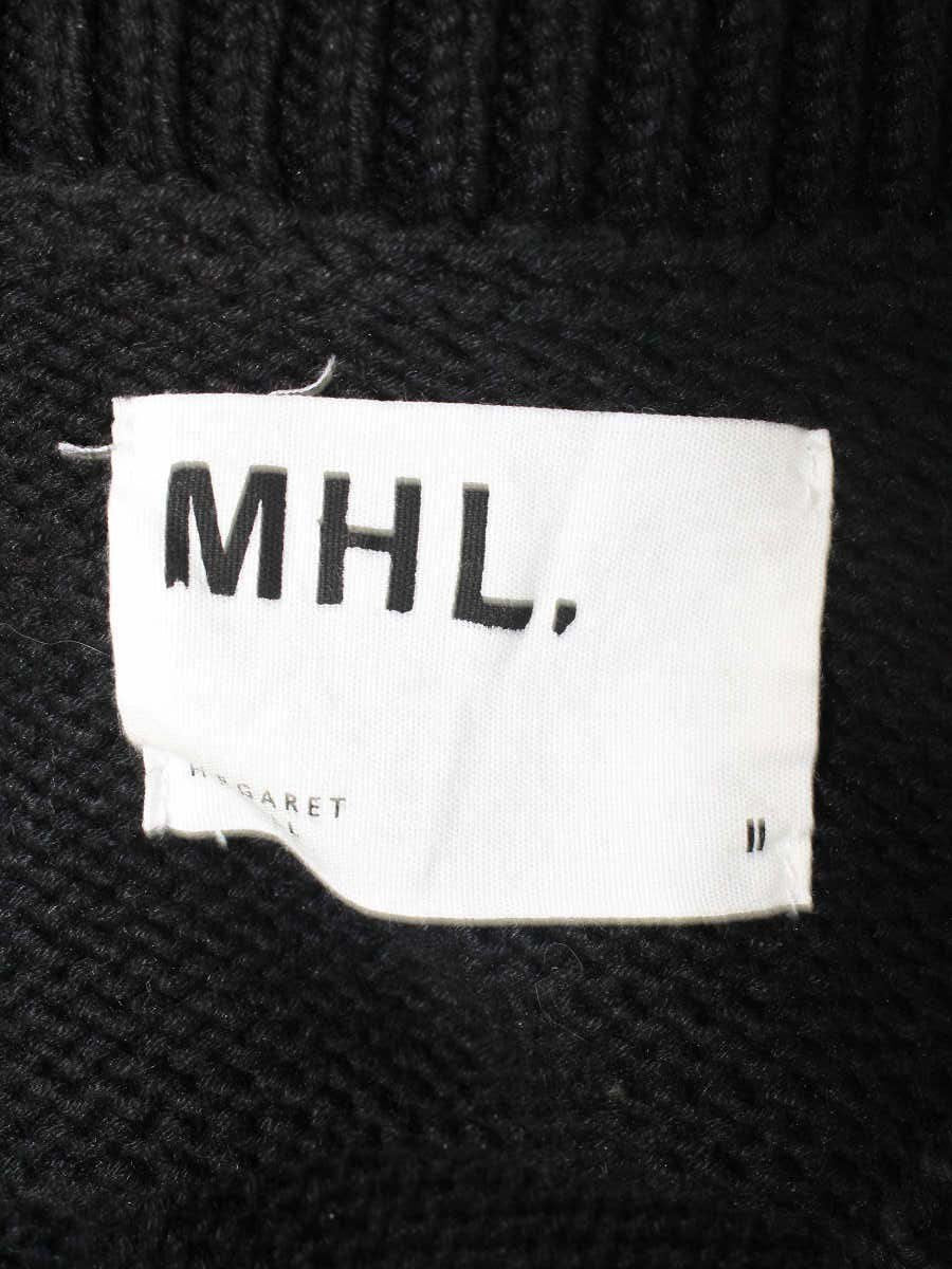 マーガレットハウエル MHL. COARSE COTTON LINEN 595-3161501 ニット ベスト 2 ブラック IT06OQEATAFQ