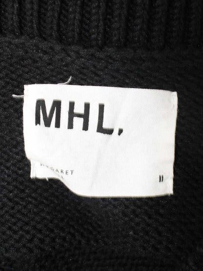 マーガレットハウエル MHL. COARSE COTTON LINEN 595-3161501 ニット ベスト 2 ブラック IT06OQEATAFQ